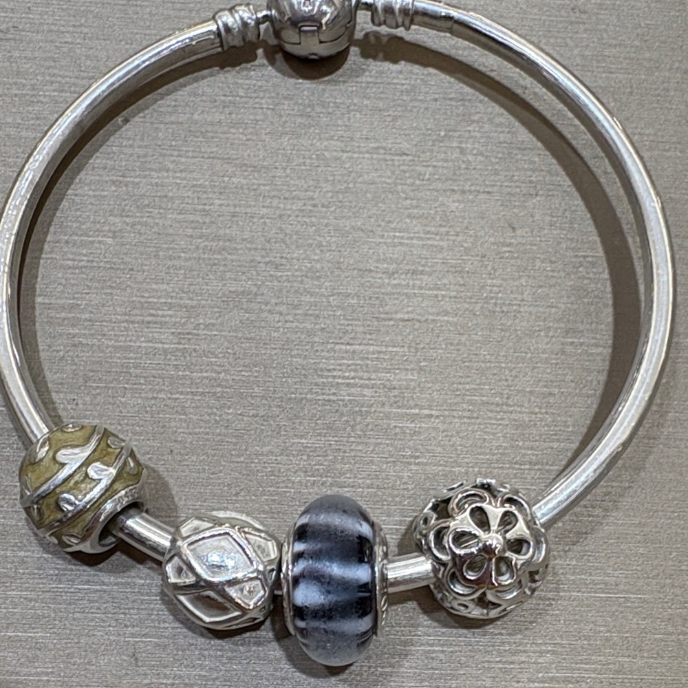 Pandora Silver Bracelet with Logo Charm - Picture 4 of 5